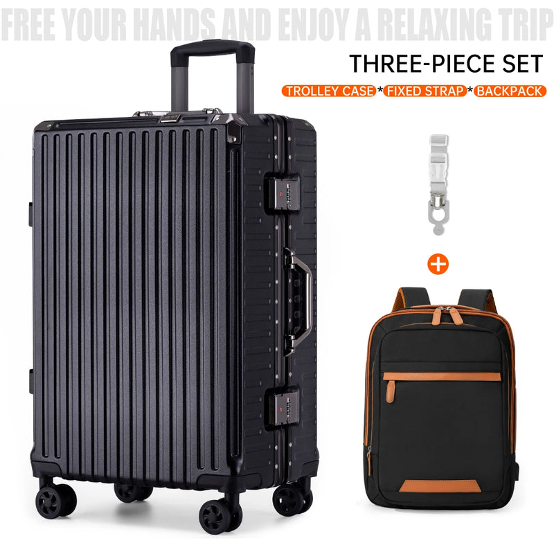 Trolley Luggage 20 24 26 28" Aluminum Frame Rolling Luggage Case USB Travel Suitcase on Wheels Combination Lock Carry on Luggage