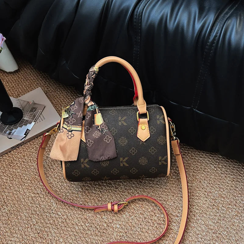 Bag Women's Fashion Boston Bag Pillow Bag Versatile Shoulder Bag Printed Crossbody Handbag