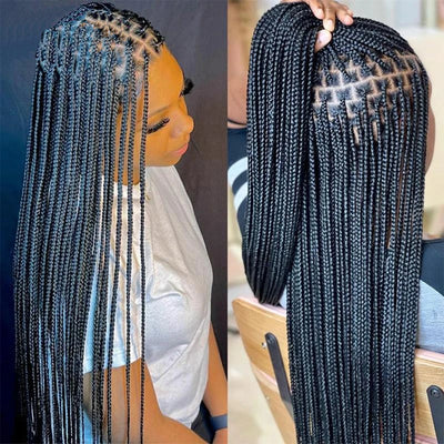 Braided Synthetic Hair Full Lace Wig 30 Inch Long Braided Wigs for Women High-Quality Braids in Black for Stylish Looks