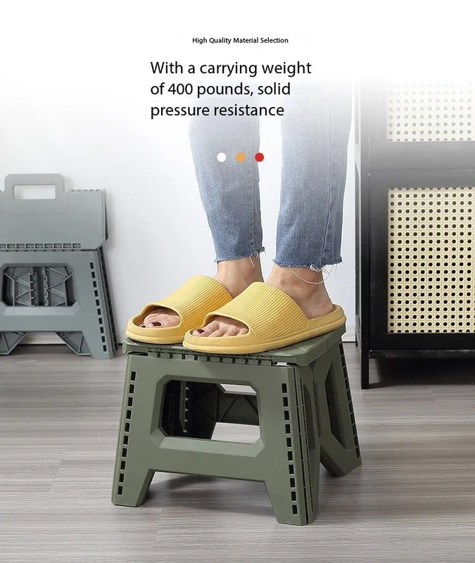 Folding Step Stool Strong Load-bearing Heavy-Duty Chair Travel Use Compact Collapsible Chair with Handle Camping Supplies