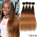 100% Brazilian Remy Virgin Hair Ombre Straight Bundles Colored Brown Highlight Human Hair Bone Straight Sew In Hair Extension