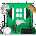 Photography Photo Studio Softbox Lighting Kit With 2.6x3M Background Frame 3pcs Backdrops Tripod Stand Reflector Board 4Umbrella