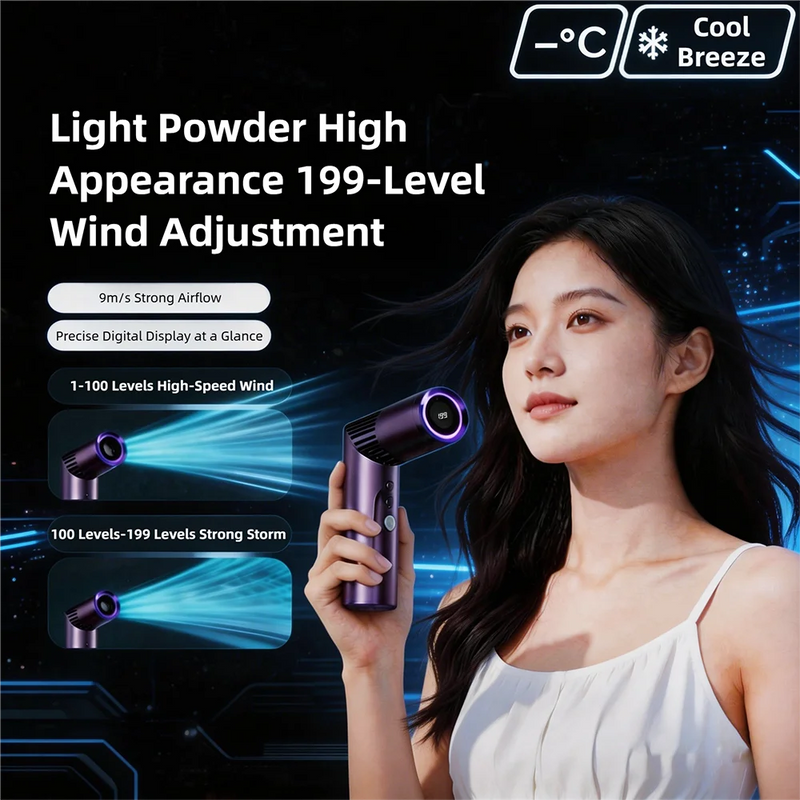 TINSOL 2026 New Lipstick Mini Handheld Fan, Portable Foldable Neck-Hanging Fan with Digital Display and Lighting Function