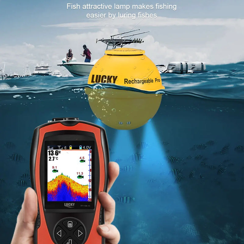 LUCKY FF1108-1CWLA Rechargeable Wireless Sonar for Fishing 45M Water Depth Echo Sounder Fishing Finder Portable Fish Finder