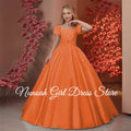 Elegant Flower Girl Dresses for Wedding Satin Beaded - View 8 | SAMAG