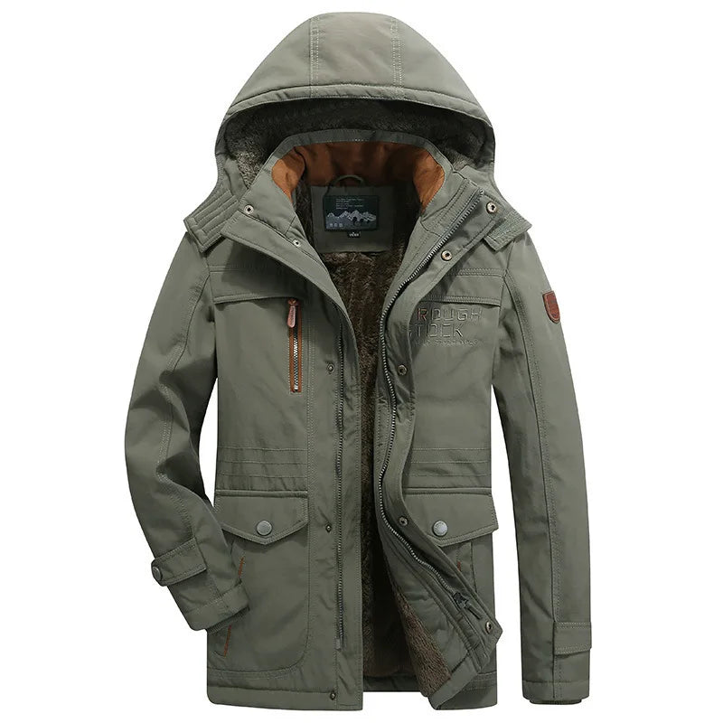 Men's Casual Winter Thick Warm Parkas Windproof Overcoats Male Fashion Hooded Cotton-padded Down Jackets Outdoors Long Coats