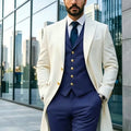 Ivory Long Blazer Men's Suits Single Breasted Wedding | SAMAG