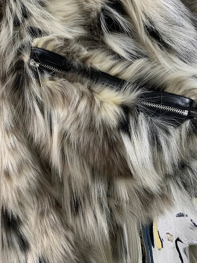Nerazzurri Autumn Winter Short Colorful Multicolored Thick Warm Hairy Faux Fur Coat Men Luxury Designer Streetwear Fluffy Jacket