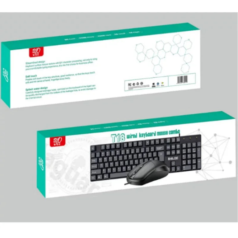 BIOJEE T18 Wired Gaming Office USB Keyboard And Mouse Set Compact Edition for Computer Accessories