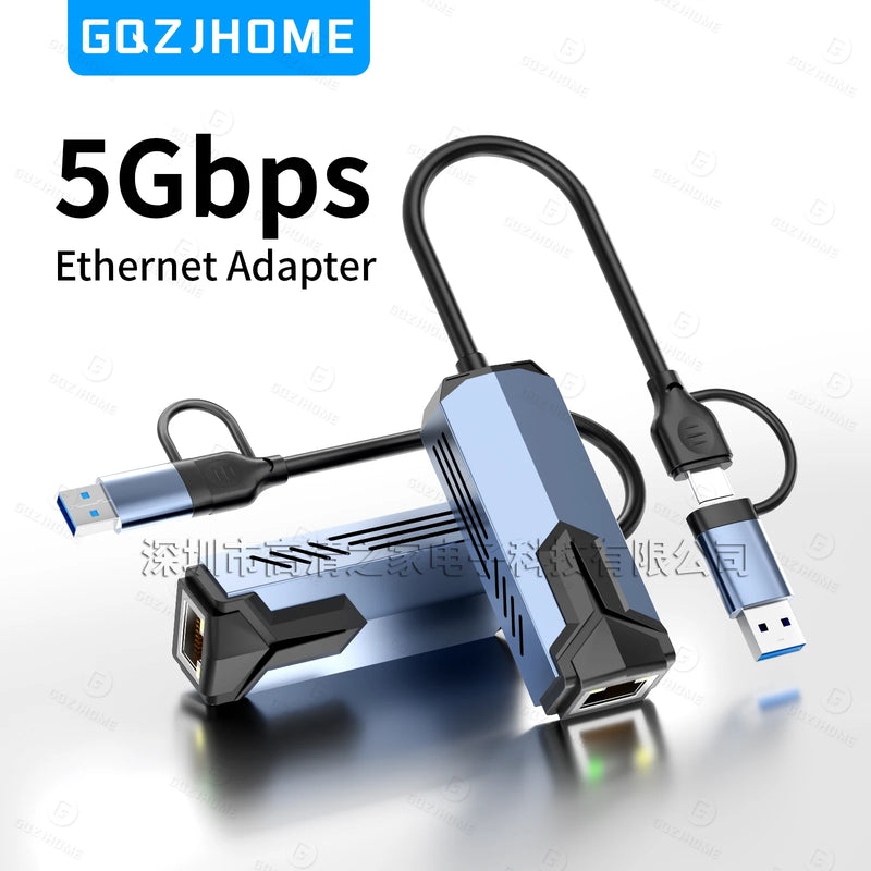 5000Mbps USB Network Card 5Gbps High Speed Wired Adapter USB3.0 Type - C to RJ45 Ethernet Converter HUB - Visuel 2 | SAMAG