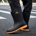 High tube rain shoes for men  high tube rain 2025 boots  autumn and winter cotton car wash work rubber shoes