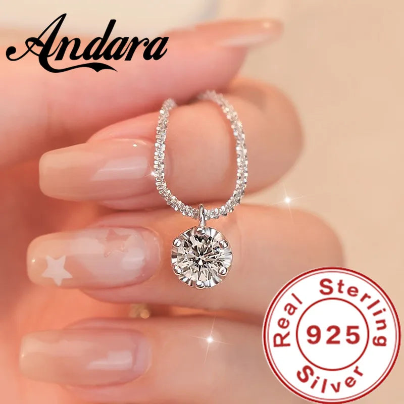 Andara Luxury 925 Sterling Silver AAAAA Zircon Pendant Necklace Fashion Italian Women Jewelry - Visuel 7 | SAMAG