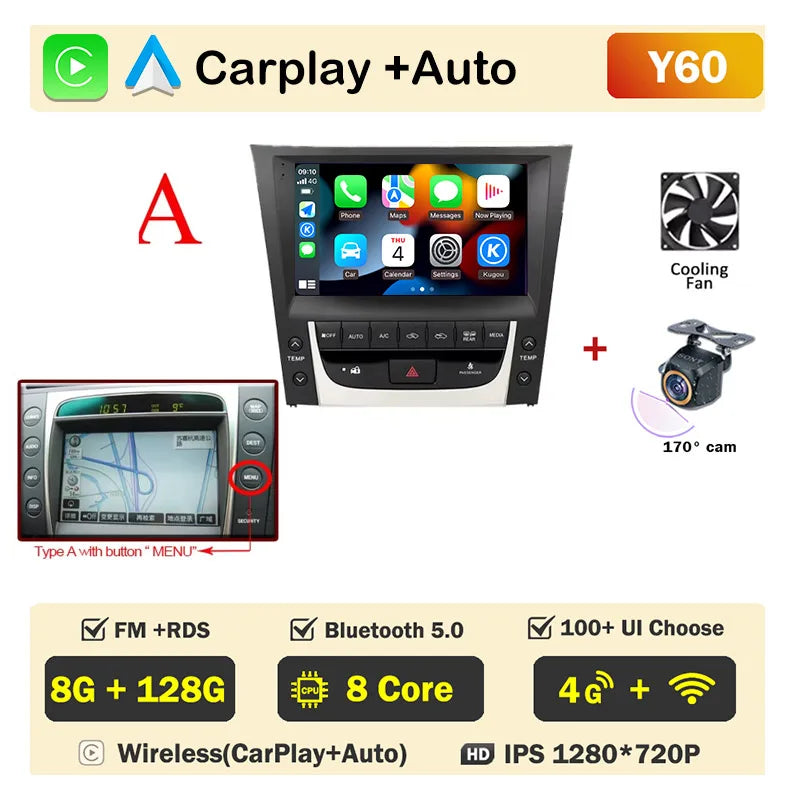 For Lexus GS300 S190 GS350 GS400 GS430 GS450h GS460 GS 300 III 3 350 Car Radio Auto Android Multimedia Carplay 2din Navigation