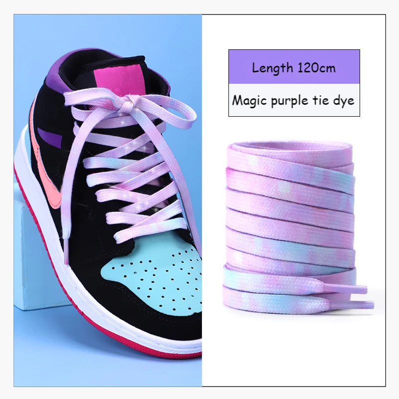 1 Pair Cotton Shoelaces Trend Tie Dye Shoe Laces Personality Men and Women Casual Shoes Universal Flat Shoelaces 120/140/160cm