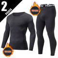 2-piece Autumn/Winter Men's Fashionable Sports Slim Fit Warm Suit For Teenagers Casual Running And Fitness Round Neck Base Set