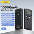 PISEN 3C Certified Power Bank 10000mAh & 20000mAh 20W Fast Charging Powerbank With 4 Built-in Cables For iPhone Samsung Xiaomi
