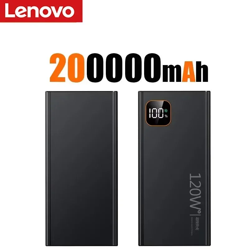 Lenovo Huge Capacity 500000mAh Portable Power Bank 120W Super Fast Charging External Battery Charger For Xiaomi iPhone Samsung