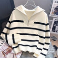 Sweater pullover women Spring and Autumn underwear 2023 New zipper stripe underlay short style popular premium sweater female