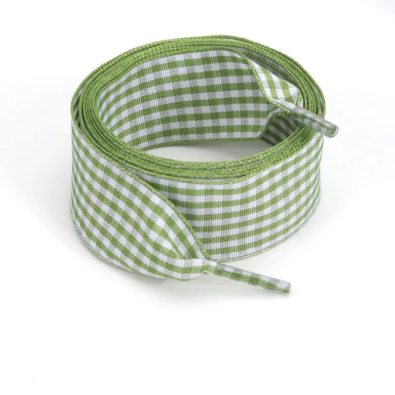 1 Pair Flat Shoelaces Replacement Decorative Check Gingham Shoe Laces for Sneakers Skate Shoe Width 2.5CM Women Men