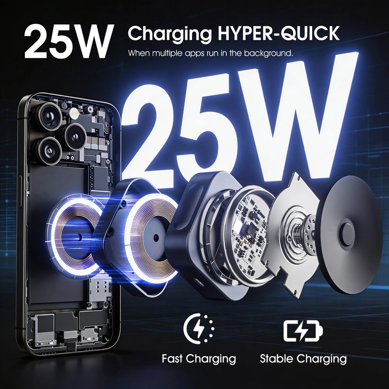 Bonola Car Suction Cup Wireless Charger 25W for iPhone 17 Pro Max/17 Magnetic Wireless Charger for iPhone 16/15/14/13/12