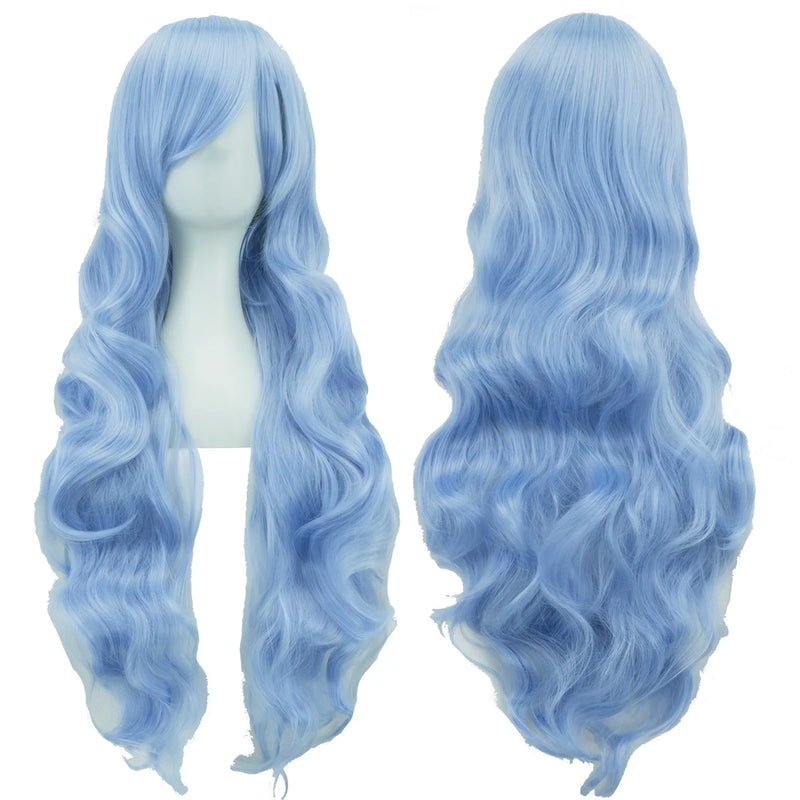 Soowee Curly Long Synthetic Hair Green Wig Hairpiece Pink Black Party Hair Cosplay Wigs for Women