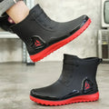 Men's New Short Rain Boots with Elastic Cuff Waterproof Non-Slip Soft Sole Work Rubber Shoes