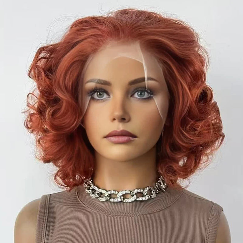 Short Bob Lace Wig Blonde Curly Synthetic Lace Front Wig For Women Natural Hairline Heat Resistant Synthetic Wigs