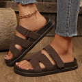 Women's Flat Sandals H Shape Double Strap Platform Slide Sandals Casual Slip On Flat Slippers Daily Casual Shoes