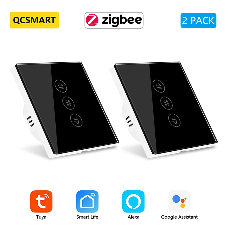 Tuya Smart ZigBee 3.0 EU Curtain Blinds Touch Switch for Electric Roller Shutter motor Google Alexa Voice Control Home Automatio