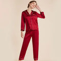 Tcyeek, 100%Real Silk Casual Pajamas Set, Women Long Sleeve Top Pants, Solid Home Clothing Set, 2024 Summer Autumn S48024QC