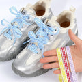 Gingham Ribbon Shoelaces Wave Edge Plaid Flat Shoe Laces Decorative Replacement Laces For Sneakers Casual Shoes