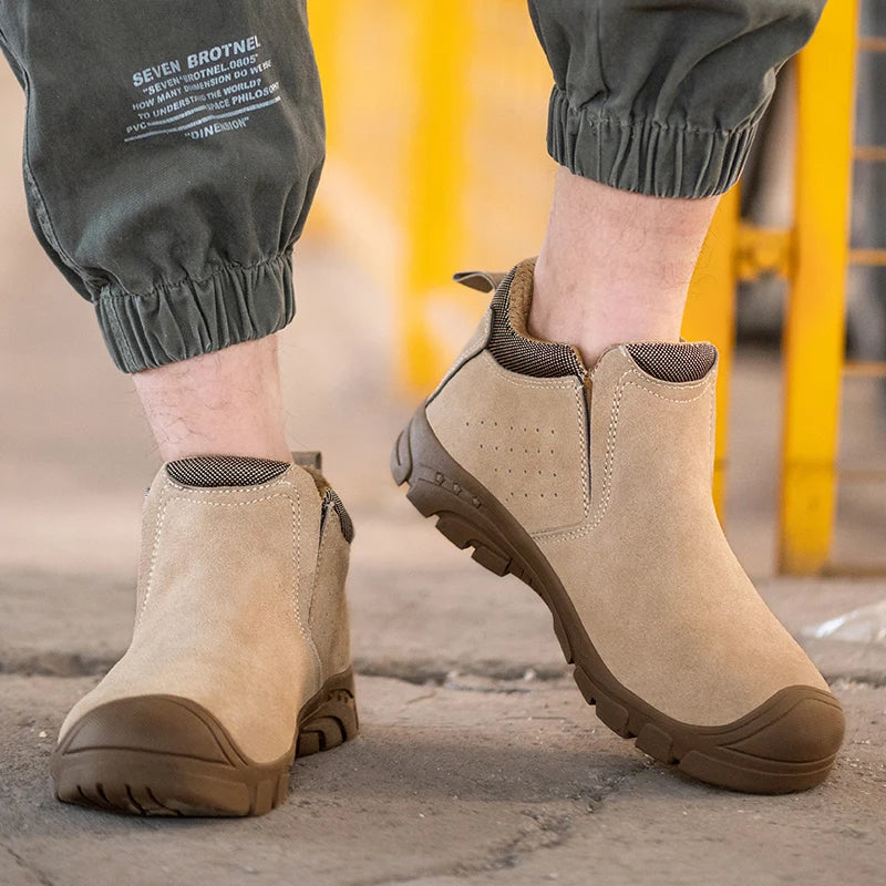 Safetoe Safety Shoes with Steel Toe Cap,Light Weight Work Safety Boots with Waterproof Leather for Men and Women Botas Hombre