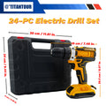24 - Piece Set Dual - Speed - Battery Charger Lithium Drill Kit with LED Light And Carry Case - Electric - View 2 | SAMAG