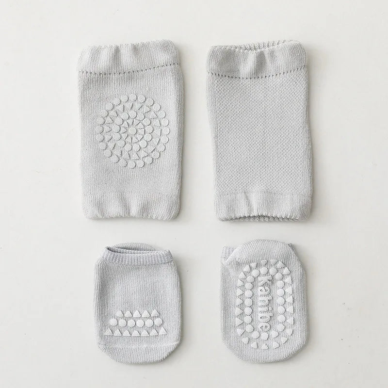 1 Set Baby Socks and Kneepads Non-Slip Children Boys Girls Kids Toddler Learning to Walk Floor Socks Knee pads