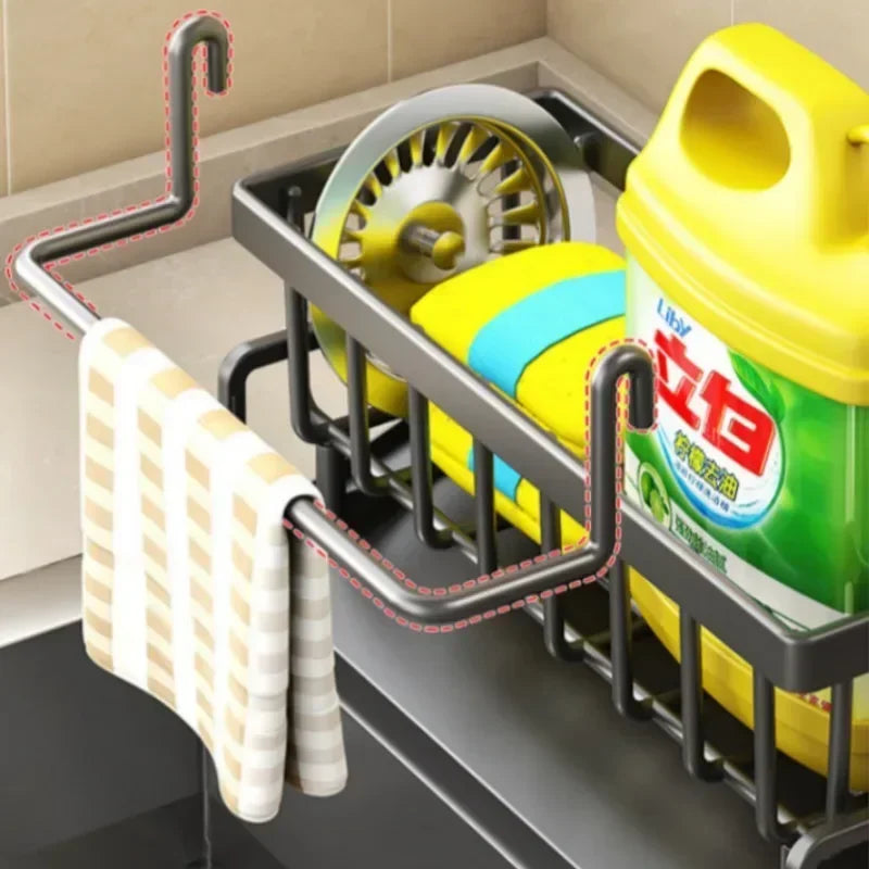 Multifunctional Sponge Rack Drainer Kitchen Shelf Sink Rag Dishwashing Detergent Dishcloth Organiser Storage - View 3 | SAMAG