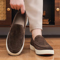 Men's Suede Slip-On Loafers Casual Fashion Bean Shoes Comfortable Breathable Flat Heel round Toe PVC Outsole Leisure Style
