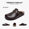 PU Leather Birken Mules Cork Footbed Potato Shoes Comfort Slip on Sandals with Arch Support Black White Brown With Arch Support
