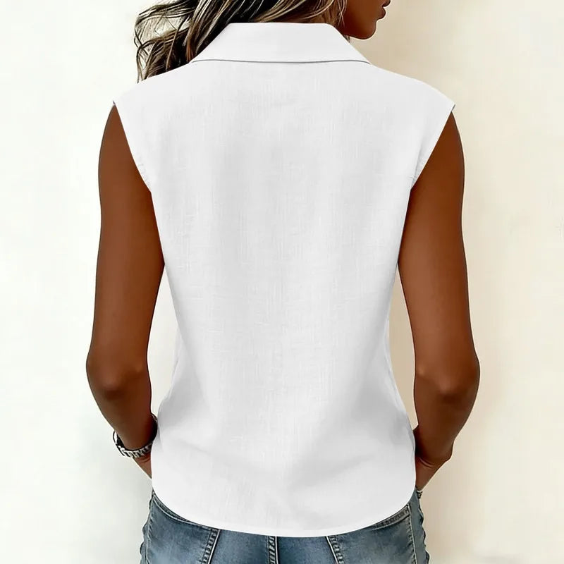 Women's Solid Color Sleeveless Shirts Summer Breathe - View 2 | SAMAG