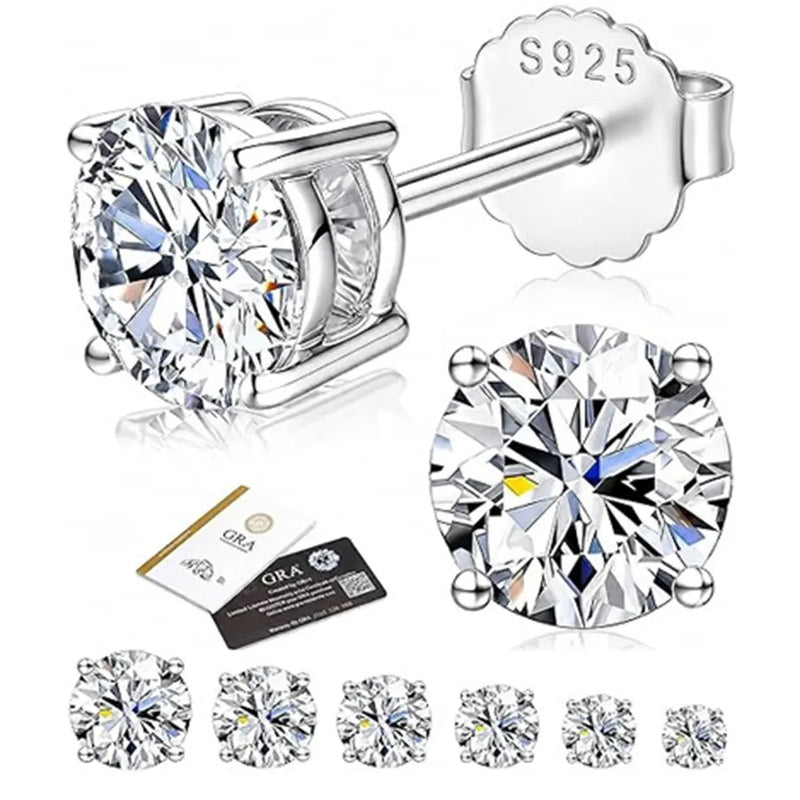 ESKEEM Moissanite Stud Earrings for Women Men D Color VVS1 Round Cut 925 Sterling Silver 18K Gold Plated - Visuel 7 | SAMAG