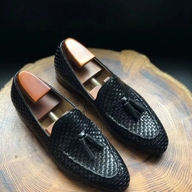 Cie ML26 Tassel Weave Loafer Men Classic Leather Outsole Breathable Shoe Black Custom Color &Size