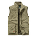 FGKKS Men's Leisure Vest Solid Color Tooling Style Waistcoat Thin Fishing Hiking Multi-Pocket Casual Loose Vest for Men