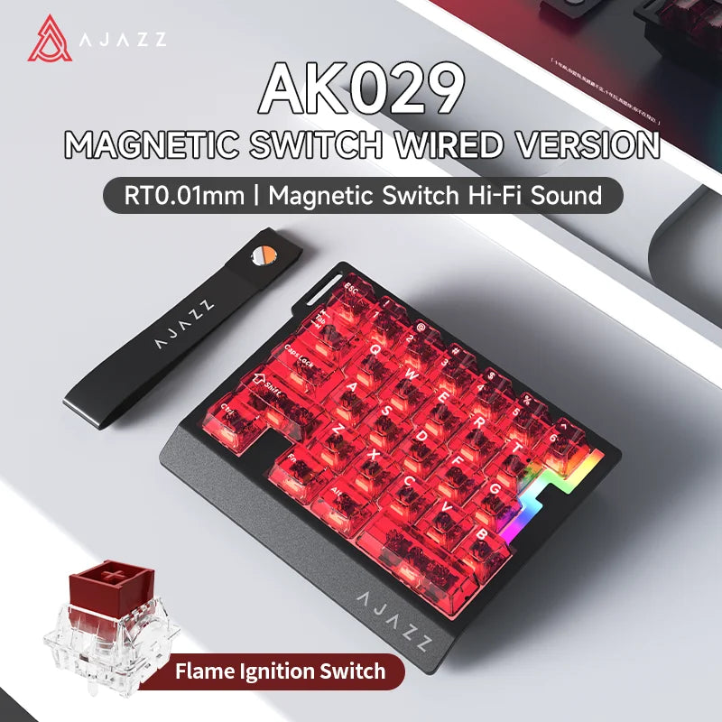 AJAZZ AK029 Wired One-Handed Gaming Keyboard HE Magnetic Switch 29 Key RGB 8000Hz Mini Mechanical Keyboard for E-sports PC Gamer