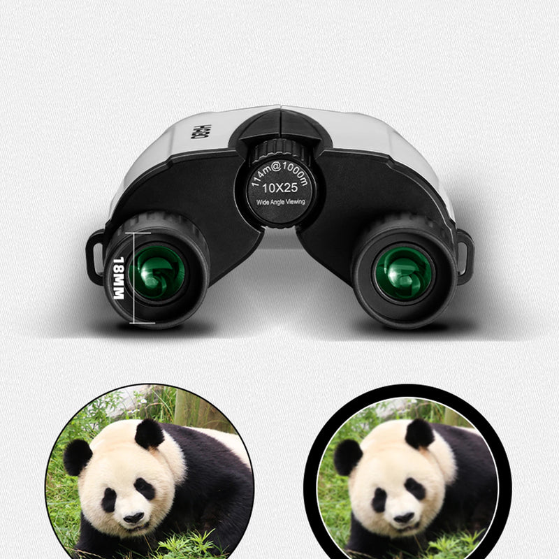 10x25 Compact Binoculars for Adults and Kids, Large View Waterproof Small Binoculars with Low Light Vision BAK4 Prism FMC Lens
