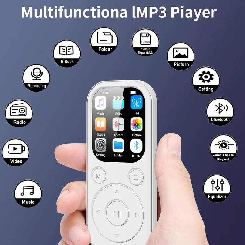 Portable MP3 Player 1.8 Inch Color Screen Walkmen Hi-Fi Bluetooth Compatible Digital Audio Music Player Support E-Books FM Radio