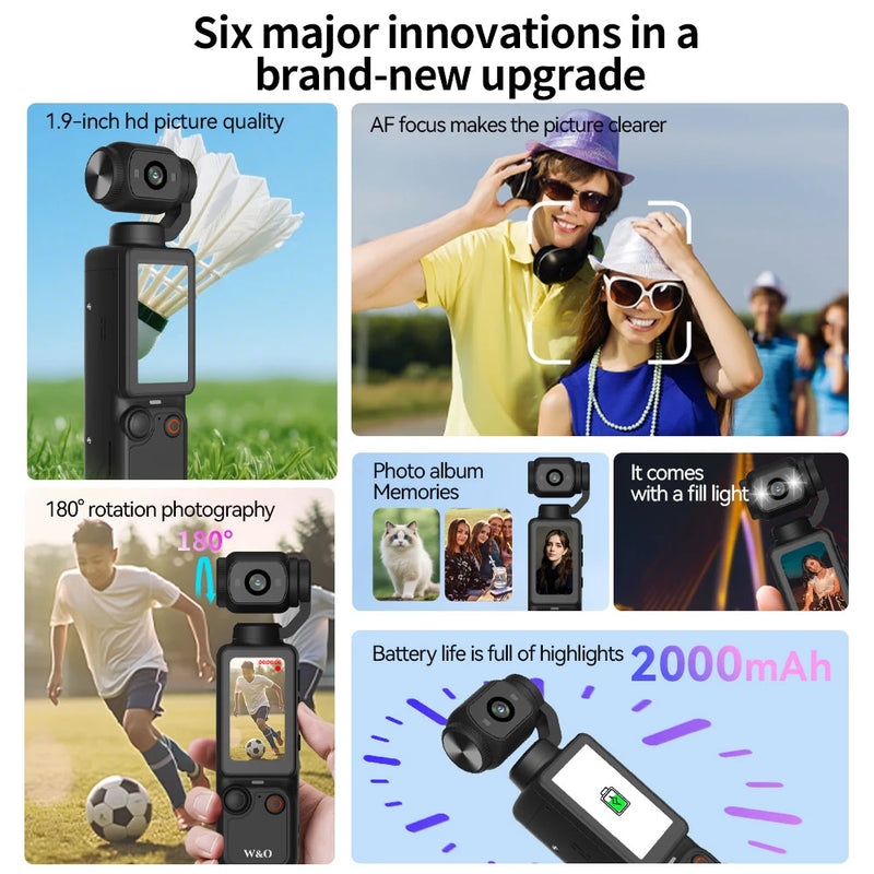 1080P WiFi Sports Wearable Camera Travel Bicycle Driver Recorder Mini Sports Cam for Motorcycle and Vlogging with 32GB SDcard