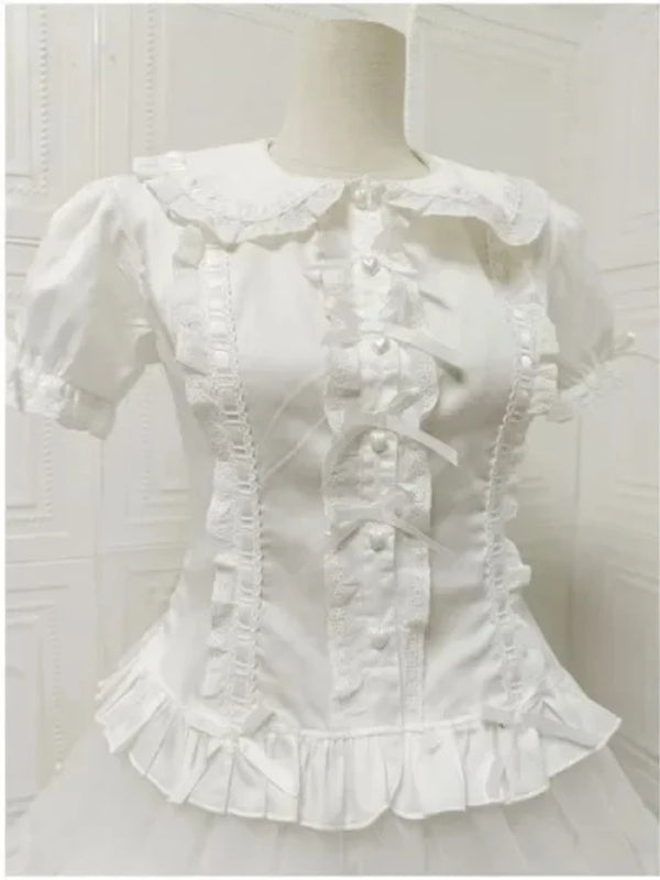 Summer Japanese Lolita Sweet Girls Short - sleeved Tops - View 12 | SAMAG