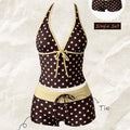 Retro Polka Dot Bikini Set Halter Neck Tie Tankini | SAMAG