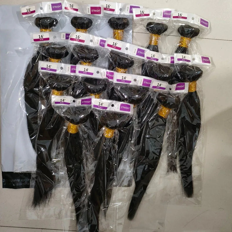20 30 Inch Bone Straight 2 3 4 Bundles Brazilian Remy Unprocessed Human Hair Wavy Doule Drawn Straight Bundles Weave Extensions