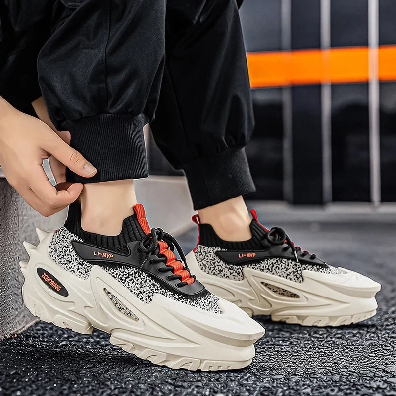 2026 New Model Large Size 39-45 Slip-On Stylish Men's Shoes, Comfortable Color-Blocking Thick-Soled Street Fashion Casual Sneakers