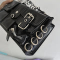 Meet You Y2K Vintage Gothic Black Shoulder Bag for Women Punk Cool Girls Multi-pocket Pu Leather Underarm Bag Trend Tote Bag